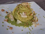 Spaghettoni al Ragù di Spigola, Crema di Zucchine e Briciole di Tarallo e Briciole di Tarallo