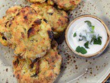 Baked Courgette mint fritters using spelt flour