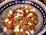 Quinoa Salad with aubergine and fresh gbejna