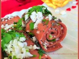 Pomegranate Flavored Stuffed Khandvi