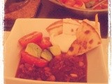 Chili con carne with cheese quesadillas