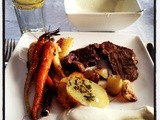 Peppered beef and roast veggies