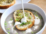 Creamy Mushroom Soup with Thyme & Garlic Flavored Baguette