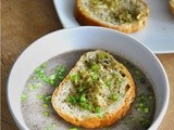 Creamy Mushroom Soup with Thyme & Garlic Flavored Baguette