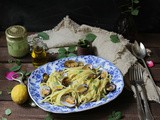 Linguine al pesto di zucchine chiare e vongole