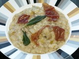 Pear Risotto with Prosciutto and Fried Sage Leaves