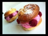 Almond Cream Puff with Raspberries Cream