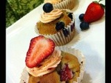 Mix Berries Juice Cupcakes with fresh berries