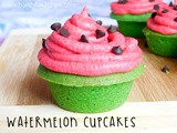 Watermelon Cupcakes (Vanilla Cupcakes with Vanilla Buttercream)