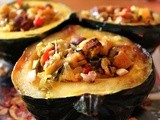 Baked Acorn Squash with Chestnuts, Apples and Leeks