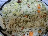 Carrot and pea pulao with almonds