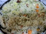 Carrot and pea pulao with almonds