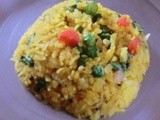 Masala poha with caroot,peas and spring onions/गाजर ,मटर और हरी प्याज़ के साथ मसाला पोहा रेसिप