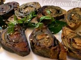 Alu Vadi / Pathrode / Patra / Savory Colocasia Leaf Rolls