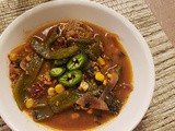 Poblano Veggie Balls Soup - Poblano Albondigas with Ancho Chile Soup - Vegan