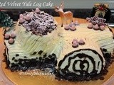 Red Velvet Christmas Yule log Cake