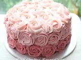 Red Velvet & Light Cheese Cake with Pink Ombré Roses