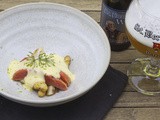 Asperges met gemarineerde wilde zalm en sabayon van witbier