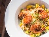 Shrimps and mango pasta salad