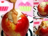 Apples stuffed with vanilla ice cream & homemade caramel sauce