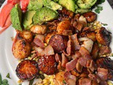 Brown Butter Scallops with Bacon, Corn, Avocado