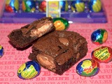 Brownies stuffed with cadbury creme eggs