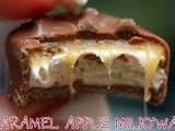 Caramel apple milkyway cheesecake bars with dark chocolate ganache