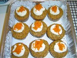 Carrot cake muffins with cream cheese frosting