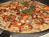 Chicken & mushrooms in an asiago cream sauce topped with bacon & marcona almonds!  ahhhhhh-mazing