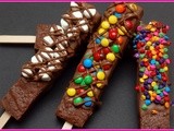 Chocolate dipped brownies on sticks