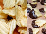 Chocolate dipped potato chips with sea salt & caramel