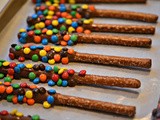 Chocolate dipped pretzel rods