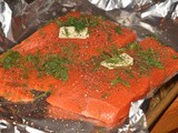 Coho salmon topped with dill, guacamole & bacon