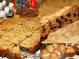 Cookie bars stuffed with toasted marshmallows & girl scout tag alongs