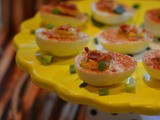 Deviled eggs with bacon & scallions
