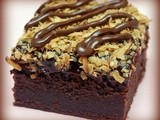 Mascarpone brownies topped with chocolate ganche & toasted coconut