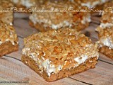 Peanut butter,  marshmallow & caramel krispy bars