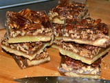 Pecan pie bars dipped in chocolate