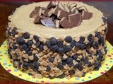 Reese's overload cake-2 peanut butter blondie layers, 1 chocolate cheesecake layer filled with an intense chocolate frosting, topped with pb frosting