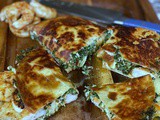 Spinach Artichoke Quesadillas with Chipotle Shrimp