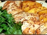 Stone ground mustard chicken & peaches