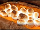 Sweet potatoes topped with mini marshmallows