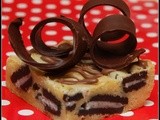 White chocolate brownies with oreos & handmade chocolate curls