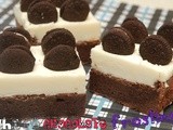 White chocolate frosted oreo brownie bars