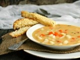 Chunky Veggie Soup with Gruyere Cheese Toast