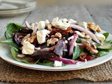 Spinach Salad with Beets, Bacon, Walnuts and Goat Cheese
