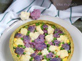 Quiche di farina di piselli con cavolfiori bianchi e viola