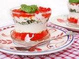 Ricetta Bicchierini estivi tricolore con ricotta basilico e peperoni arrostiti e spellati