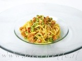 Ricetta Spaghetti alla carbonara di piselli e mortadella di Bologna