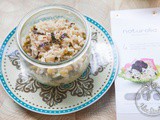 Risotto ai petali di rosa, patate viola e piselli in vasocottura con crema di piselli alla menta
